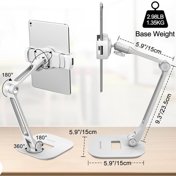 AboveTEK iPad Stand Holder, Multi-Angle Adjustable Tablet Stand, 360° Swivel - Picture 5 of 11